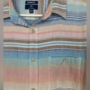Beautiful George Men's Pastel Striped Button Down Shirt NWT 100% Cotton.
